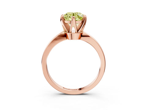 Rose gold Fancy Yellow Round Cut Solitaire Engagement Ring with Six-Prong Setting and Tapered Band_3