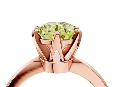 Rose gold Fancy Yellow Round Cut Solitaire Engagement Ring with Six-Prong Setting and Tapered Band_4