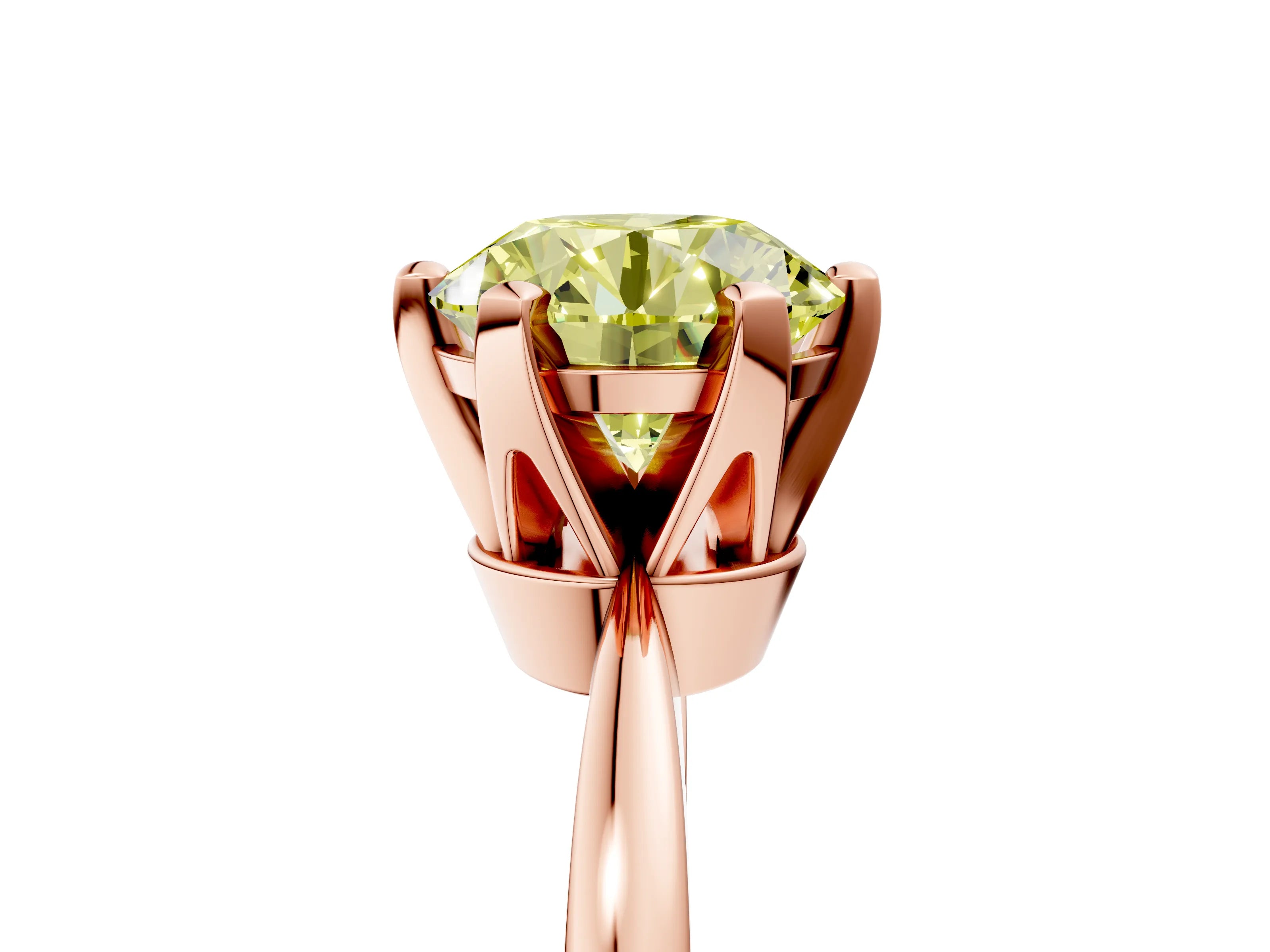 Rose gold Fancy Yellow Round Cut Solitaire Engagement Ring with Six-Prong Setting and Tapered Band_5