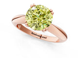 Rose gold Fancy Yellow Round  Cut Solitaire Engagement Ring with Tapered Band and Four-Prong Setting 2