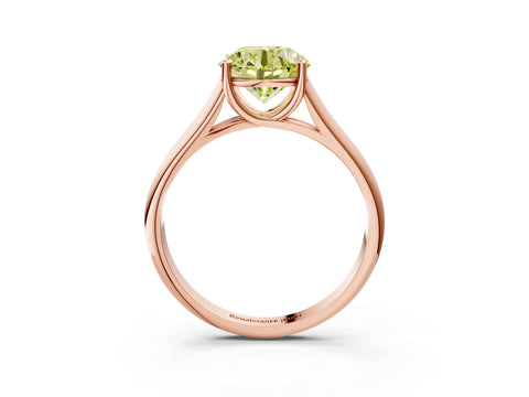 Rose gold Fancy Yellow Round Cut Solitaire Engagement Ring with Tapered Band and Four-Prong Setting_6