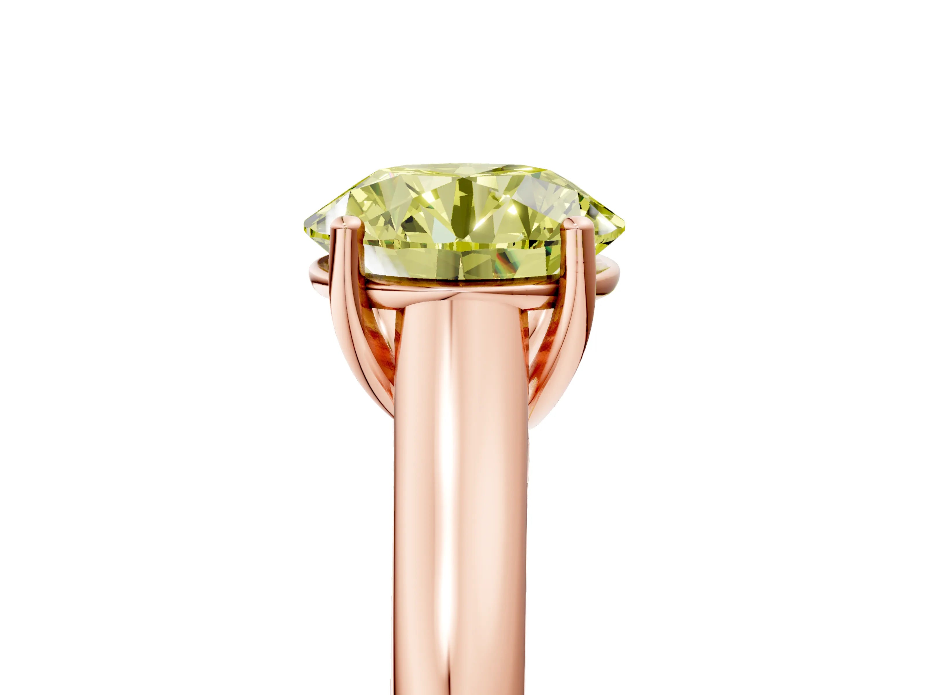 Rose gold Fancy Yellow Round Cut Solitaire Engagement Ring with Tapered Band and Four-Prong Setting_8