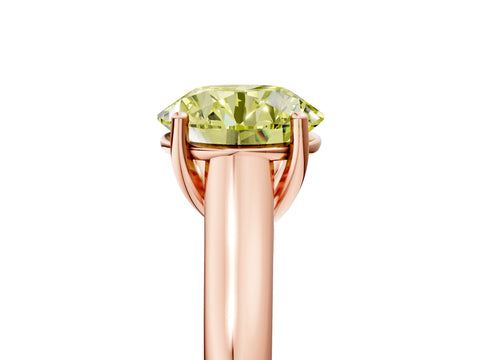 Rose gold Fancy Yellow Round Cut Solitaire Engagement Ring with Tapered Band and Four-Prong Setting_8