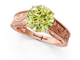 Rose gold Fancy Yellow Round  Cut Solitaire Engraved Band with Four-Prong Setting_1