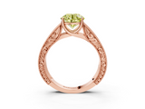 Rose gold Fancy Yellow Round  Cut Solitaire Engraved Band with Four-Prong Setting_3