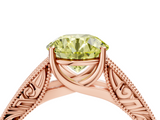 Rose gold Fancy Yellow Round  Cut Solitaire Engraved Band with Four-Prong Setting_4