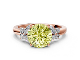 Rose gold Fancy Yellow Round  Cut Solitaire Floral Diamond Ring with Four-Prong Setting
