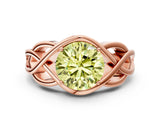 Rose gold Fancy Yellow Round Cut Solitaire Intertwined Band Prong Setting Ring