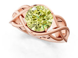 Rose gold Fancy Yellow Round Cut Solitaire Intertwined Band Prong Setting Ring_1
