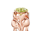 Rose gold Fancy Yellow Round Cut Solitaire Leaf-Inspired Engagement Ring with Prong Setting_17