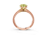 Rose gold Fancy Yellow Round Cut Solitaire Milgrain Engraved Band with Four-Prong Setting_3