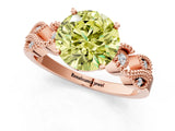 Rose gold Fancy Yellow Round Cut Solitaire Milgrain Leaf Band with Prong Setting_1
