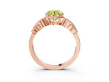 Rose gold Fancy Yellow Round Cut Solitaire Milgrain Leaf Band with Prong Setting_3