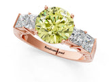 Rose gold Fancy Yellow Round Cut Solitaire Princess Side Stone Engraved Band Prong Setting Ring_1