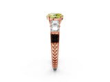 Rose gold Fancy Yellow Round Cut Solitaire Princess Side Stone Engraved Band Prong Setting Ring_2