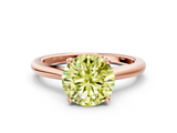 Rose gold Fancy Yellow Round  Cut Solitaire Ring with Cathedral Band and Four-Prong Setting