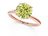 Rose gold Fancy Yellow Round  Cut Solitaire Ring with Thin Band and Four-Prong Setting_1