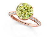Rose gold Fancy Yellow Round Cut Solitaire Split Shank Pave Diamond Engagement Ring with Four-Prong Setting_1