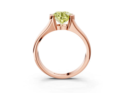 Rose gold Fancy Yellow Round Cut Solitaire Tension Set Diamond Ring with Split Shank Band_3