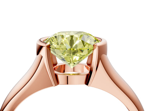 Rose gold Fancy Yellow Round Cut Solitaire Tension Set Diamond Ring with Split Shank Band_4