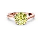 Rose gold Fancy Yellow Round  Cut Solitaire Twist Band Ring with Four-Prong Setting