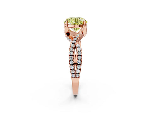 Rose gold Fancy Yellow Round Cut Solitaire Twist Pave Diamond Engagement Ring with Prong Setting_2