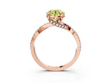 Rose gold Fancy Yellow Round Cut Solitaire Twist Pave Diamond Engagement Ring with Prong Setting_3