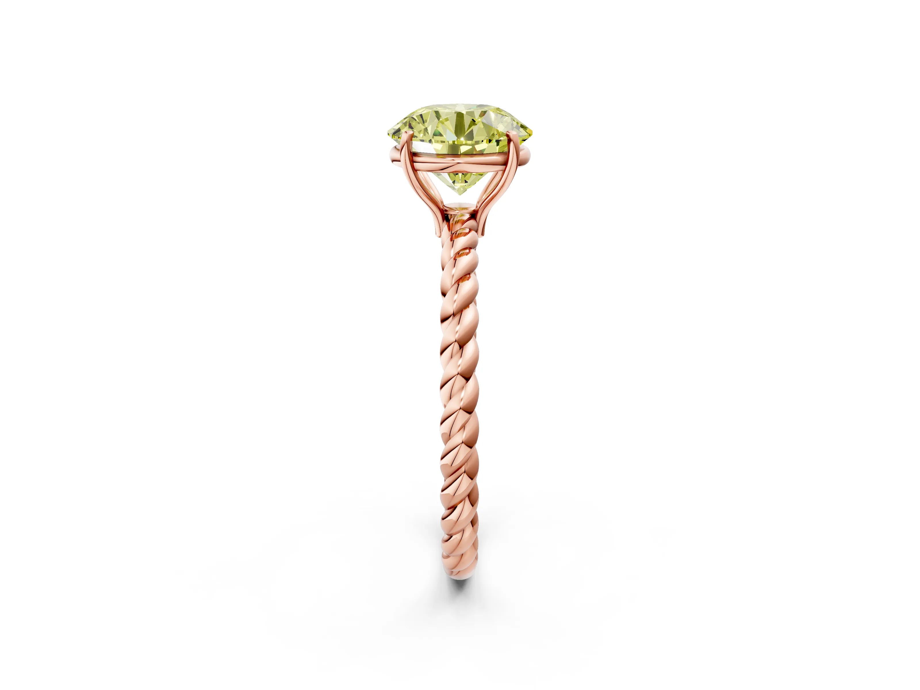 Rose gold Fancy Yellow Round Cut Solitaire Twisted Band 4-Prong Ring_2