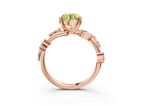 Rose gold Fancy Yellow Round Cut Solitaire Twisted Band Marquise Accent Prong Setting Ring_3
