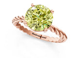 Rose gold Fancy Yellow Round  Cut Solitaire Twisted Band with Four-Prong Setting_30