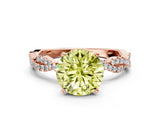 Rose gold Fancy Yellow Round Cut Solitaire Twisted Pave Band with Four-Prong Setting_3