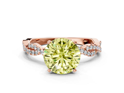 Rose gold Fancy Yellow Round Cut Solitaire Twisted Pave Band with Four-Prong Setting_3