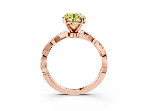 Rose gold Fancy Yellow Round Cut Solitaire Twisted Pave Band with Four-Prong Setting_6