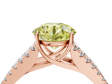 Rose gold Fancy Yellow Round  Cut Split Shank Pave Diamond Engagement Ring with Four-Prong Setting_4