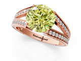 Rose gold Fancy Yellow Round  Cut Split Shank Pave Diamond Ring with Four-Prong Setting_1