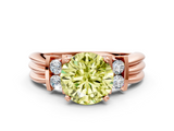 Rose gold Fancy Yellow Round  Cut Three-Stone Channel Set Ring with Bar Prongs