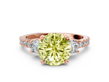 Rose gold Fancy Yellow Round  Cut Three-Stone Diamond Pavé Band with Prong Setting