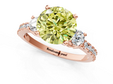 Rose gold Fancy Yellow Round  Cut Three-Stone Diamond Pavé Band with Prong Setting_1