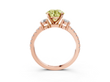 Rose gold Fancy Yellow Round  Cut Three-Stone Diamond Pavé Band with Prong Setting_3