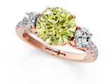 Rose gold Fancy Yellow Round  Cut Three-Stone Diamond Pave Band with Prong Setting_18