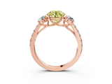 Rose gold Fancy Yellow Round  Cut Three-Stone Diamond Pave Band with Prong Setting_20