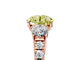 Rose gold Fancy Yellow Round  Cut Three-Stone Diamond Pave Band with Prong Setting_22