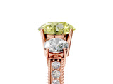 Rose gold Fancy Yellow Round Cut Three-Stone Diamond Ring with Pavé Band and Four-Prong Setting_5