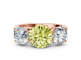 Rose gold Fancy Yellow Round Cut Three-Stone Diamond Ring with Prong Setting on a Classic Band_12