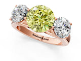 Rose gold Fancy Yellow Round Cut Three-Stone Diamond Ring with Prong Setting on a Classic Band_13