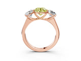 Rose gold Fancy Yellow Round Cut Three-Stone Diamond Ring with Prong Setting on a Classic Band_15