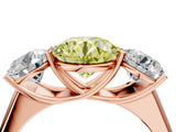 Rose gold Fancy Yellow Round Cut Three-Stone Diamond Ring with Prong Setting on a Classic Band_16