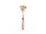 Rose gold Fancy Yellow Round  Cut Three-Stone Solitaire Ring with Round Accent Diamonds and Four-Prong Setting_2
