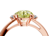 Rose gold Fancy Yellow Round  Cut Three-Stone Solitaire Ring with Round Accent Diamonds and Four-Prong Setting_4