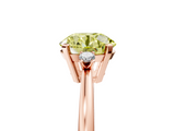 Rose gold Fancy Yellow Round  Cut Three-Stone Solitaire Ring with Round Accent Diamonds and Four-Prong Setting_5